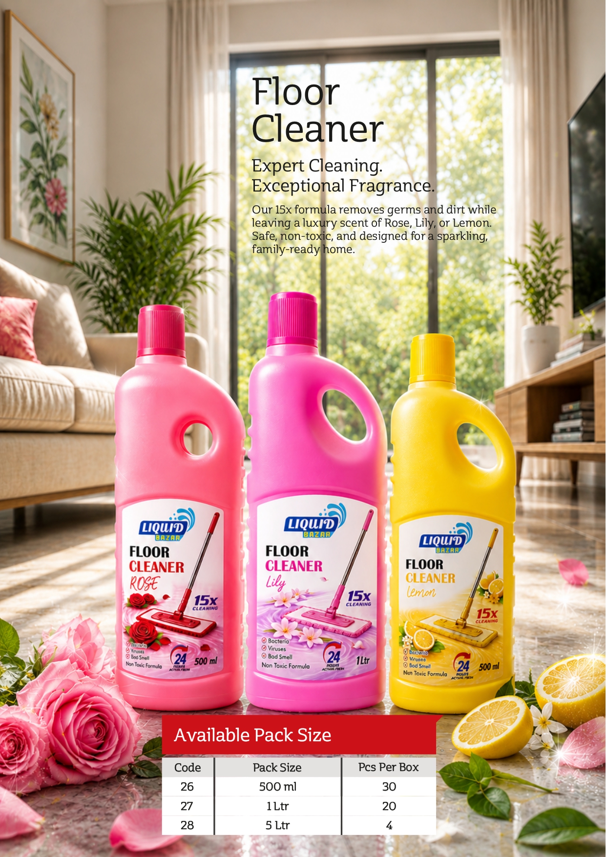 Disinfectant Kapoor, Lemon & Rose Fragrance – 200ml & 500ml